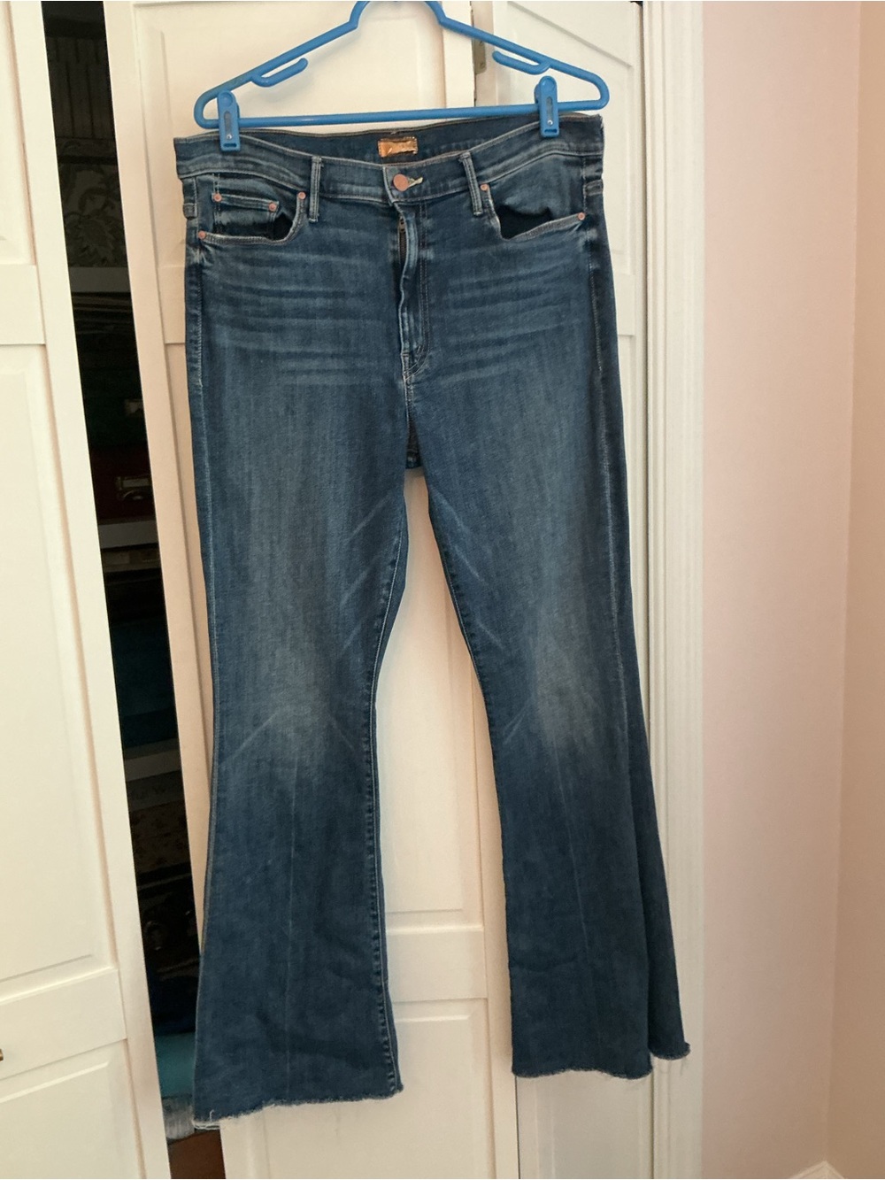 MOTHER Denim Flare Jeans in Medium Blue Wash